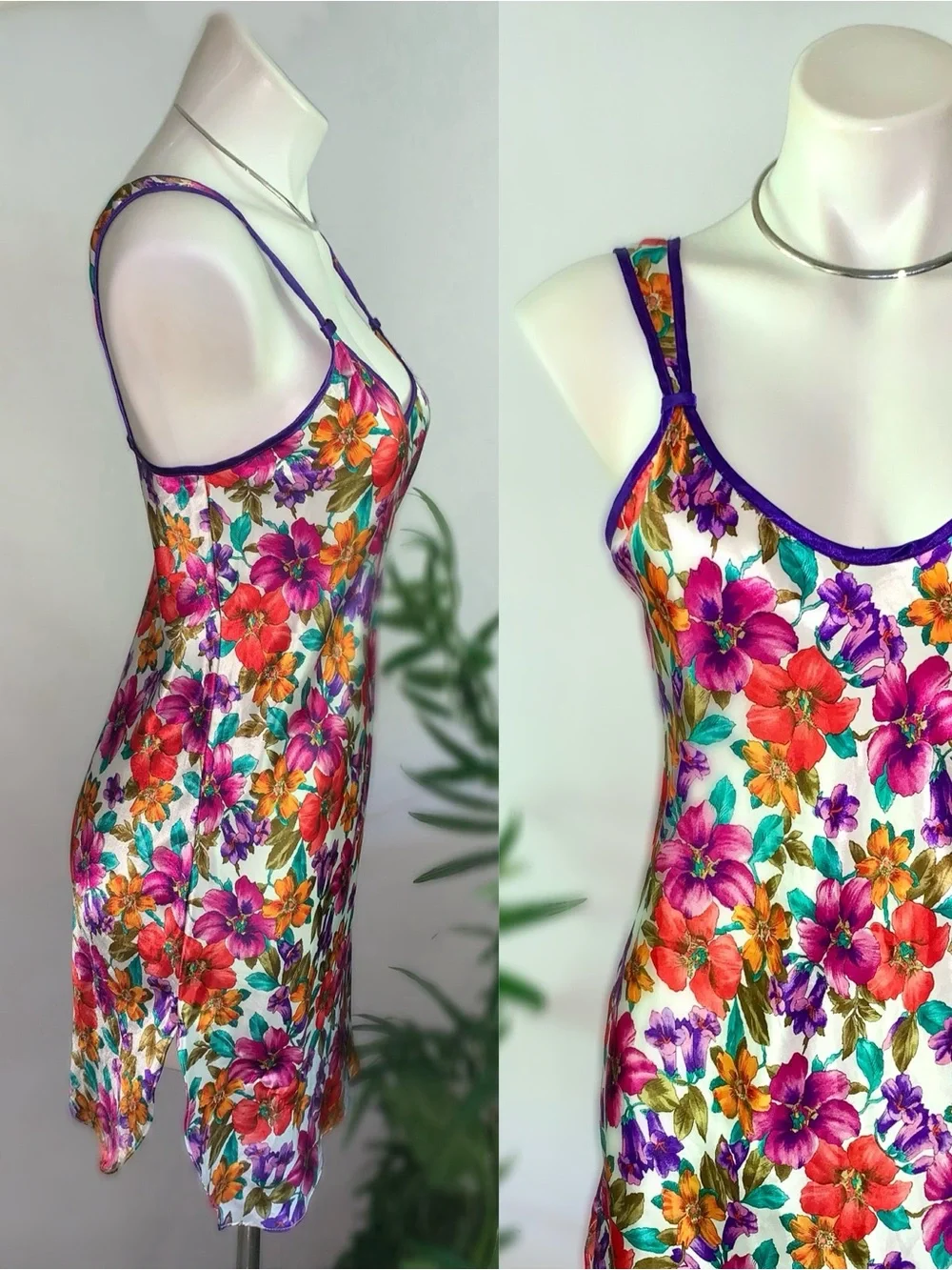 b l o o m :: Vintage Floral Satin Slip Dress Nightie Nightgown - Picture 3 of 14